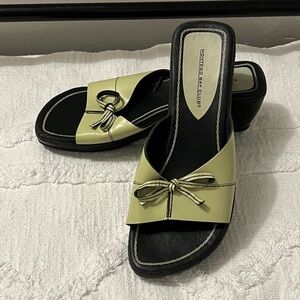 Montego Bay Club Olive Mules with Bow Accent